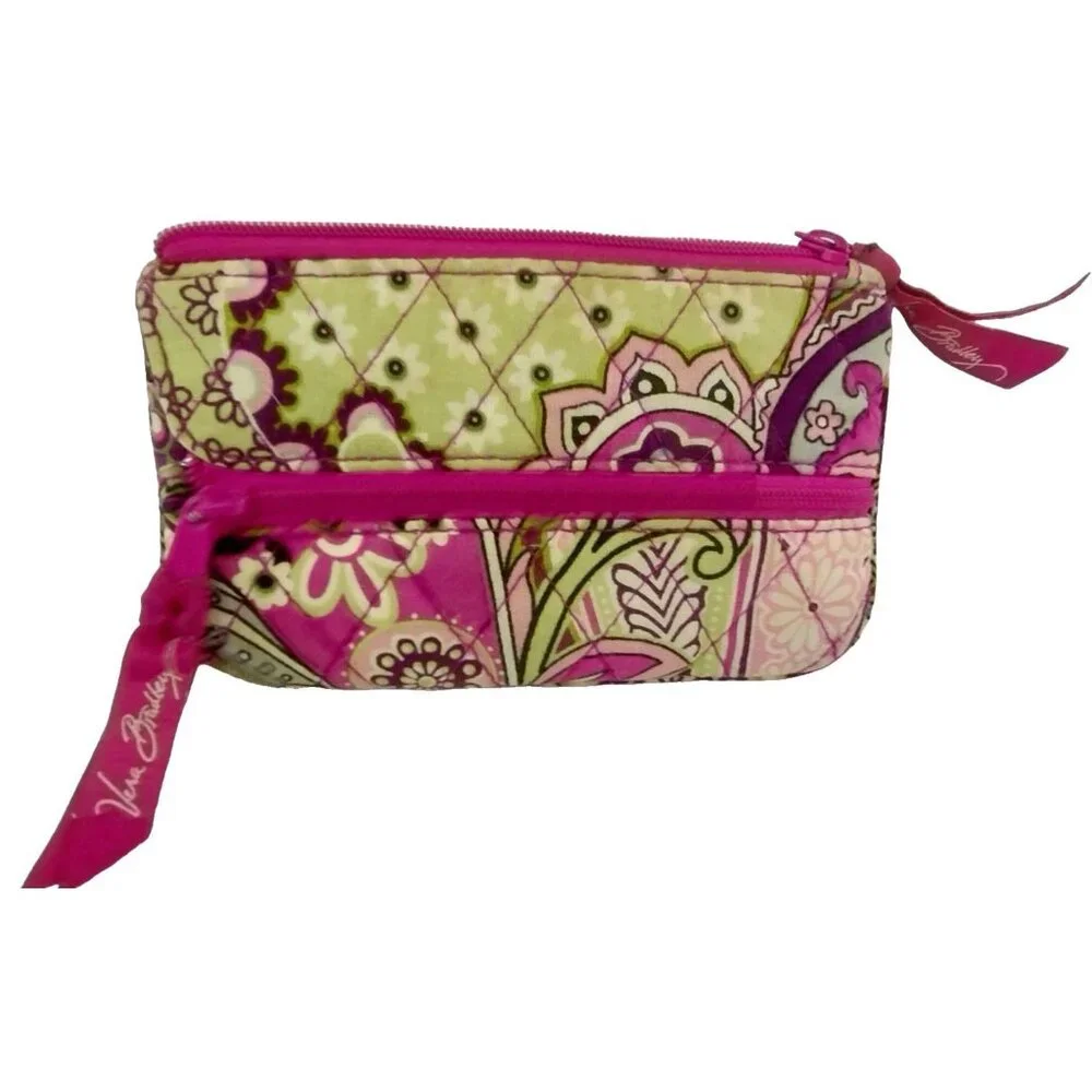Vera Bradley 5.5 inch Zippered Keychain Wallet Pink Paisley Pattern